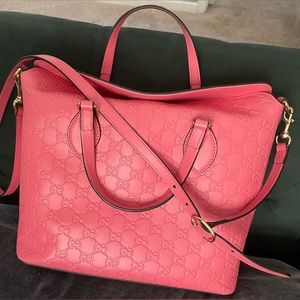 Gucci fold over tote pink